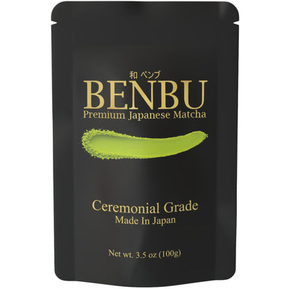 BENBU Premium Japanese Matcha Powder 100 g Bag on white background