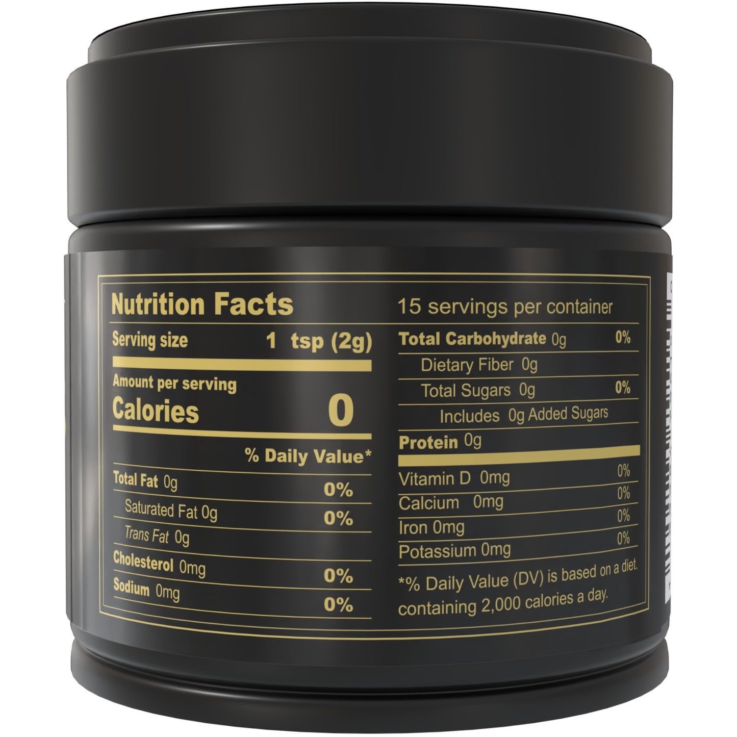 BENBU Premium Japanese Matcha 30g Tin – Back Label with Nutrition Facts