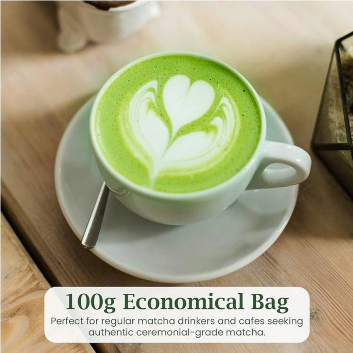 BENBU Matcha latte with heart latte art promoting 100 g economical bag